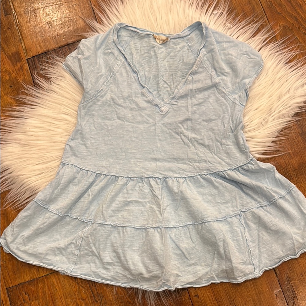 Light Blue V-Neck Tiered top